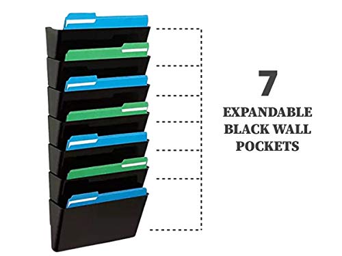 1InTheHome Expandable Wall File Organizer, Letter-Sized,"7 Pocket, Black"