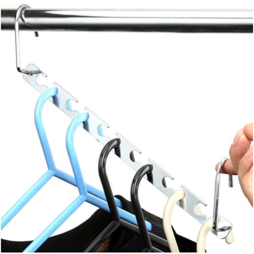 H&S Metal Space Saving Hangers for Closet Organization - Hang 6 Clothes in 1 - Heavy-Duty Non-Slip Storage Saver Coat Hanger