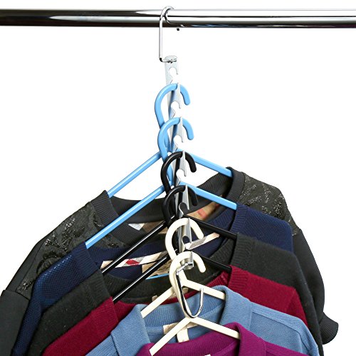 H&S Metal Space Saving Hangers for Closet Organization - Hang 6 Clothes in 1 - Heavy-Duty Non-Slip Storage Saver Coat Hanger