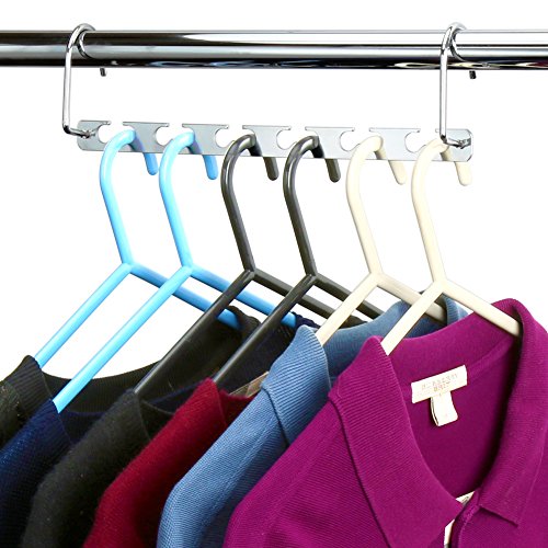 H&S Metal Space Saving Hangers for Closet Organization - Hang 6 Clothes in 1 - Heavy-Duty Non-Slip Storage Saver Coat Hanger