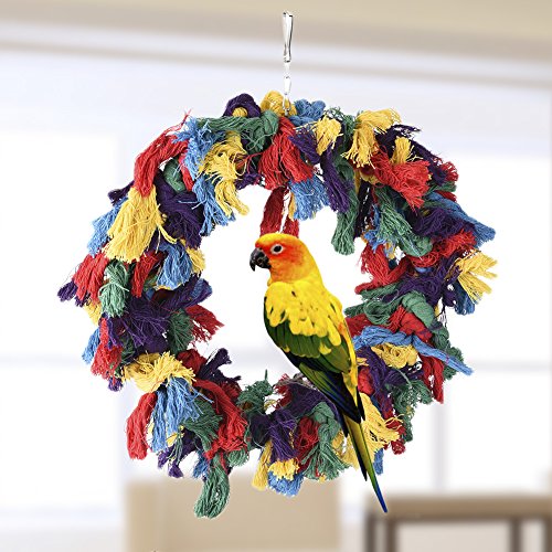 Hypeety Pet Bird Cotton Ring Play Exercise Chew Cotton Snuggle Ring Bird Toy