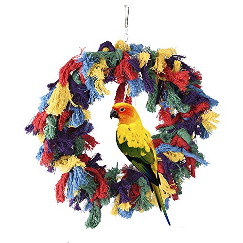 Hypeety Pet Bird Cotton Ring Play Exercise Chew Cotton Snuggle Ring Bird Toy