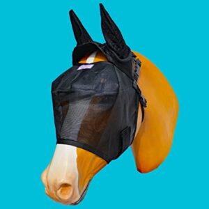 equivizor 95% uv eye protection (full) horse fly mask with ears. uveitis, corneal ulcer, cataract, light sensitive, cancer. designed to stay on your horse, off the ground!