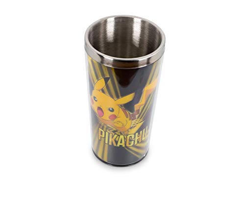 Pokemon Lenticular Pikachu 16oz Insulated Travel Coffee Tumbler Mug With Non-Spill & Leak Proof Metal Lid for Ice Drinks & Hot Beverages - Best for Indoor Home & Office Use or Outdoor Hiking & Camping