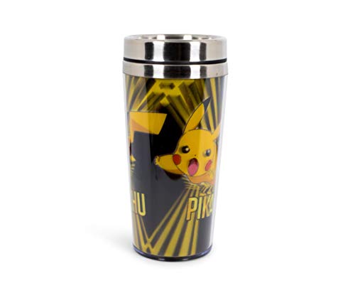 Pokemon Lenticular Pikachu 16oz Insulated Travel Coffee Tumbler Mug With Non-Spill & Leak Proof Metal Lid for Ice Drinks & Hot Beverages - Best for Indoor Home & Office Use or Outdoor Hiking & Camping