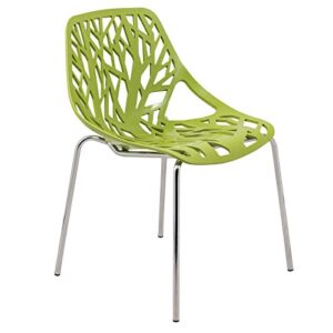 leisuremod forest modern dining side chair with chrome legs (green)