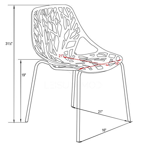 LeisureMod Forest Modern Dining Side Chair with Chrome Legs (Green)