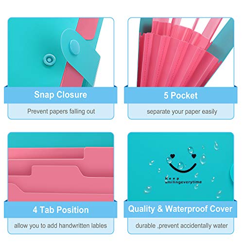 SKYDUE Expanding File Folders with Pockets, Letter A4 Paper Organizer Folder Accordion Document Organizer for School Office Home(Sky Blue)