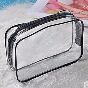 mkki 3pcs Clear Portable Makeup Cosmetic Toiletry Travel Bath Wash Storage Bag Transparent Waterproof Pouch Organizer Make Up Bag