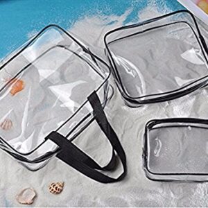 mkki 3pcs Clear Portable Makeup Cosmetic Toiletry Travel Bath Wash Storage Bag Transparent Waterproof Pouch Organizer Make Up Bag