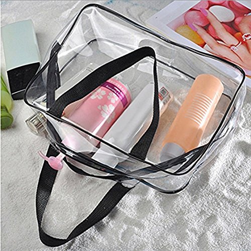 mkki 3pcs Clear Portable Makeup Cosmetic Toiletry Travel Bath Wash Storage Bag Transparent Waterproof Pouch Organizer Make Up Bag