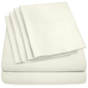 queen sheets ivory - 6 piece 1500 supreme collection fine brushed microfiber deep pocket queen sheet set bedding - 2 extra pillow cases, great value, queen, ivory