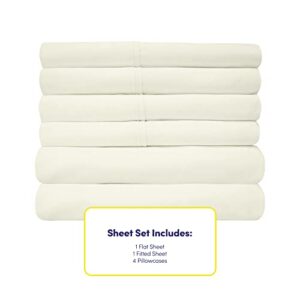 Queen Sheets Ivory - 6 Piece 1500 Supreme Collection Fine Brushed Microfiber Deep Pocket Queen Sheet Set Bedding - 2 Extra Pillow Cases, Great Value, Queen, Ivory