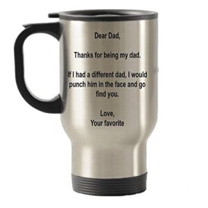 spreadpassion dear dad, thanks for being my dad - father's day gift idea stainless steel travel insulated tumblers mug
