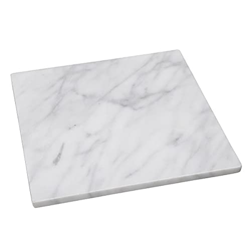 Creative Home Natural Stone White Marble 12” Square Cheese Board, Pastry Board, Cutting Board