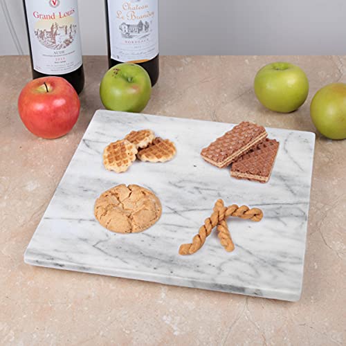 Creative Home Natural Stone White Marble 12” Square Cheese Board, Pastry Board, Cutting Board