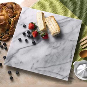 Creative Home Natural Stone White Marble 12” Square Cheese Board, Pastry Board, Cutting Board