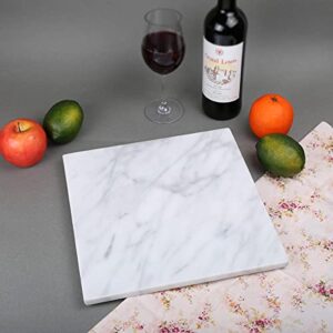 Creative Home Natural Stone White Marble 12” Square Cheese Board, Pastry Board, Cutting Board