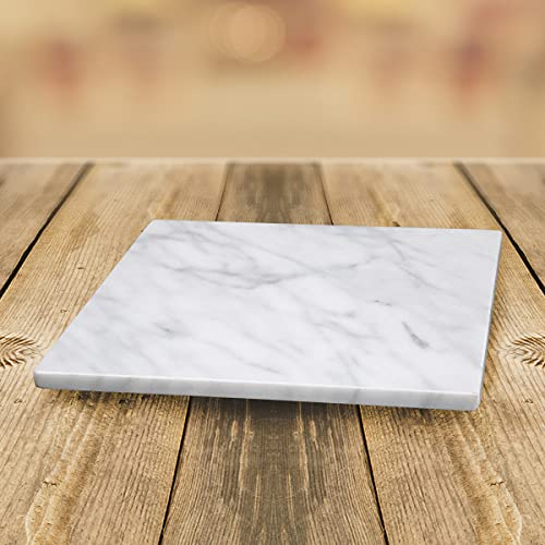 Creative Home Natural Stone White Marble 12” Square Cheese Board, Pastry Board, Cutting Board