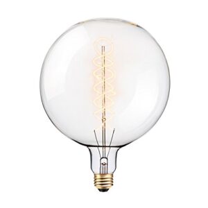 globe electric oversized round vintage 100w clear glass dimmable incandescent light bulb, e26 base, 400 lumens, 80128