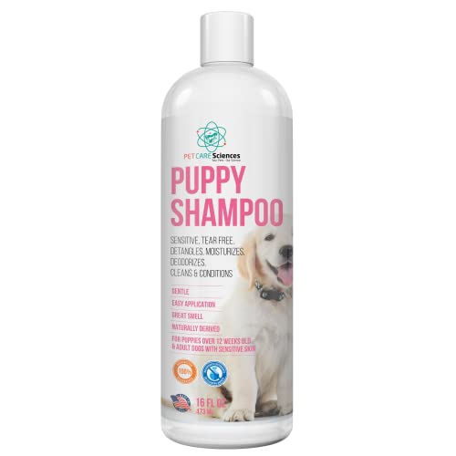 PET CARE Sciences 16 fl oz Tearless Puppy Shampoo and Conditioner - Anti Itch Dog Shampoo Sensitive Skin - Coconut Oil Oatmeal Pet Shampoo for Puppies