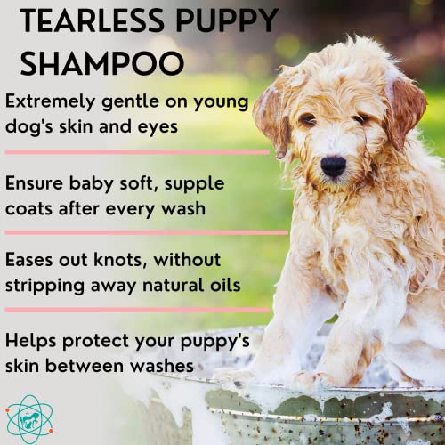 PET CARE Sciences 16 fl oz Tearless Puppy Shampoo and Conditioner - Anti Itch Dog Shampoo Sensitive Skin - Coconut Oil Oatmeal Pet Shampoo for Puppies