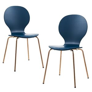 versanora vintage stylish & versatile contorno bentwood set of 2 chairs-blue/rose gold