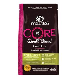 wellness core natural grain free dry dog food, small breed healthy weight, 4-pound bag