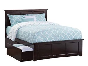 atlantic furniture ar8636111 madison platform bed with matching foot board and 2 urban bed drawers, full, espresso