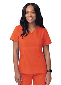 sivvan scrubs for women - mock wrap scrub top - s8302 - mandarin orange - xl