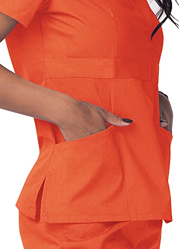 Sivvan Scrubs for Women - Mock Wrap Scrub Top - S8302 - Mandarin Orange - XL