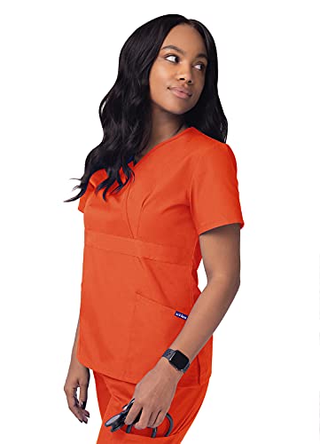 Sivvan Scrubs for Women - Mock Wrap Scrub Top - S8302 - Mandarin Orange - XL