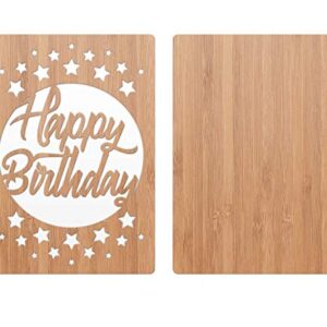 Happy Birthday Card by HeartSpace, Birthday Stars Design: Premium Wooden Greeting Cards Handmade From Sustainable Real Bamboo Wood