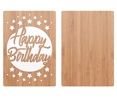 Happy Birthday Card by HeartSpace, Birthday Stars Design: Premium Wooden Greeting Cards Handmade From Sustainable Real Bamboo Wood