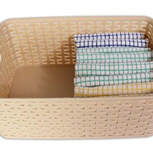 YBM Home Medium Plastic Rattan Storage Box Basket Organizer, Medium - Beige - 1 Pack