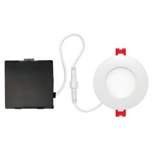 3" ultra slim led integrated recessed lighting kit, 6 watts, energy star, ic rated, dimmable, wet rated, white finish, 3.25" hole size,91072