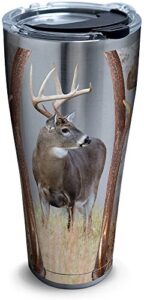 tervis deer trio stainless steel tumbler with clear and black hammer lid 30oz, silver