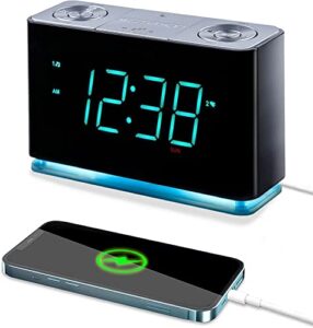 emerson smartset alarm clock radio with bluetooth speaker, charging station/phone chargers with usb port for iphone/ipad/ipod/android and tablets, er100301, black