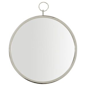 amazon brand – rivet round glass hanging wall mirror, 30 inch height, silver finish