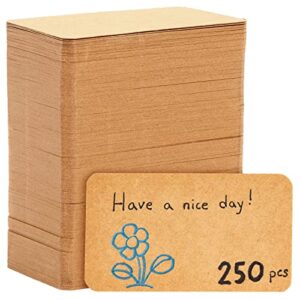 250-pack blank index cards, 2x3.5 in flashcards for studying, small kraft paper cardstock for making business cards, playing cards, gift tags, crafts, bulk pack, brown