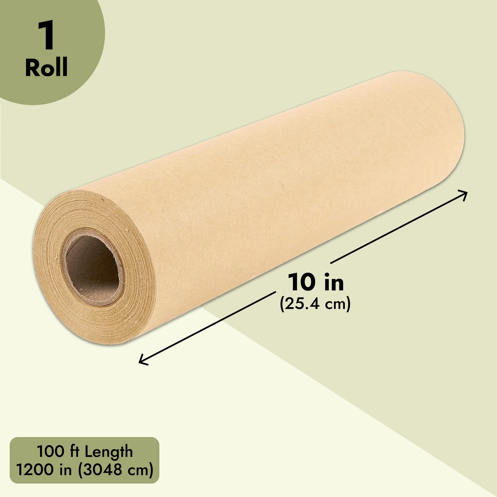 Kraft Paper Roll 10 x 1200 in, Plain Brown Shipping Paper for Gift Wrapping, Packing, DIY Crafts, Bulletin Board Easel (100 Feet)