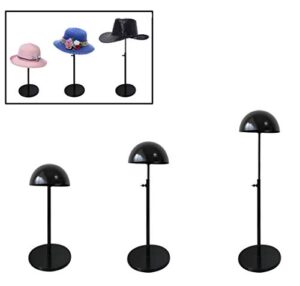queens 3 pack black adjustable height hat stand organizer metal dome shape design tabletop wig display rack