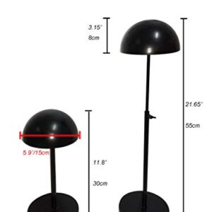 Queens 3 Pack Black Adjustable Height Hat Stand Organizer Metal Dome Shape Design Tabletop Wig Display Rack