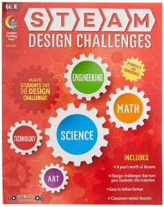 creative teaching press creative teaching steam design challenges resource book, kindergarten (science, technology, engineering, art, math) (8207)