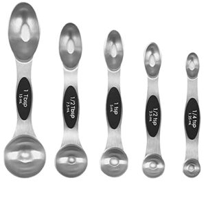 MEBOK Measuring Spoons,18/10 Stainless Steel Set Of 5 Double Sided Magnetic Baking and Cooking Kitchen Set for Weighing Liquid and Dry Ingredients