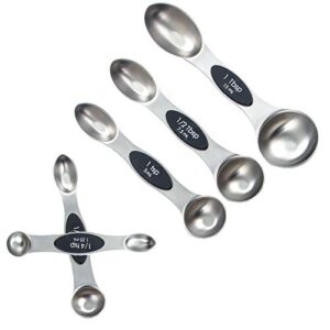 MEBOK Measuring Spoons,18/10 Stainless Steel Set Of 5 Double Sided Magnetic Baking and Cooking Kitchen Set for Weighing Liquid and Dry Ingredients
