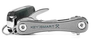 keysmart rugged - multi-tool key holder with bottle opener and pocket clip (up to 14 keys, titanium)