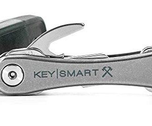 KeySmart Rugged - Multi-Tool Key Holder with Bottle Opener and Pocket Clip (up to 14 Keys, Titanium)