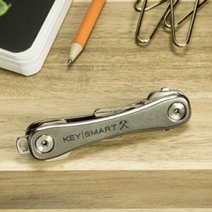 KeySmart Rugged - Multi-Tool Key Holder with Bottle Opener and Pocket Clip (up to 14 Keys, Titanium)