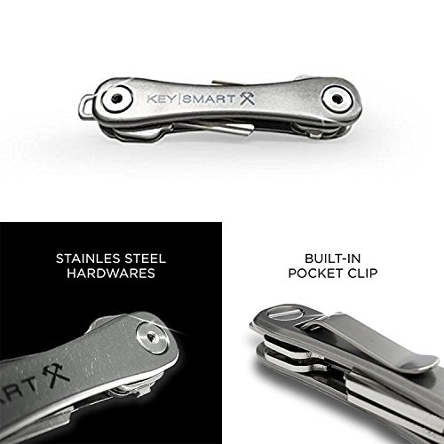 KeySmart Rugged - Multi-Tool Key Holder with Bottle Opener and Pocket Clip (up to 14 Keys, Titanium)